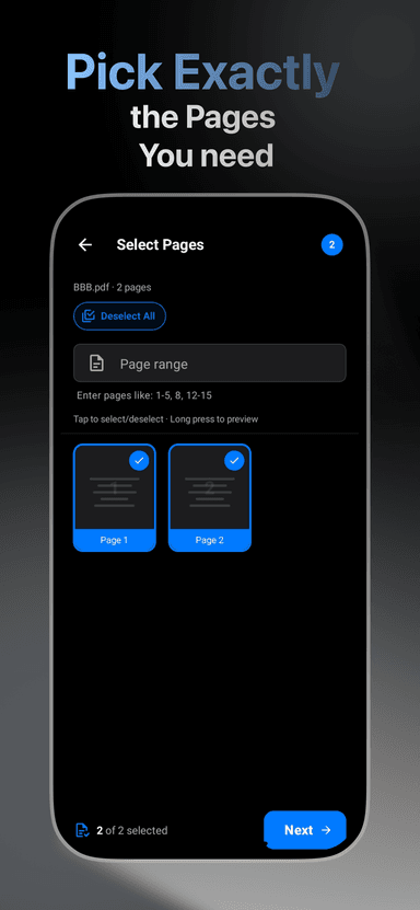 PDF2Image Pro - Page Range Selection
